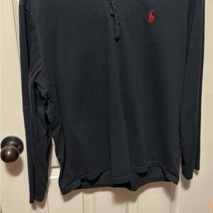 Ralph Lauren Black Polo hooded T-shirt with Red Logo medium